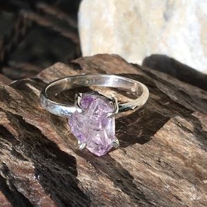NEW Raw cacoxenite super 7 crystal sterling ring
